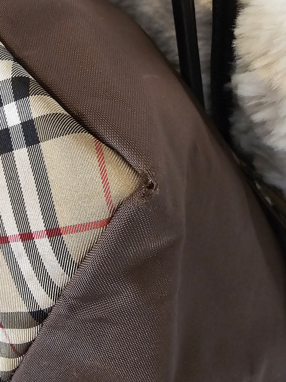 Burberry Brown Tote with Black Straps and Signature Check Base - Picture 6 of 16